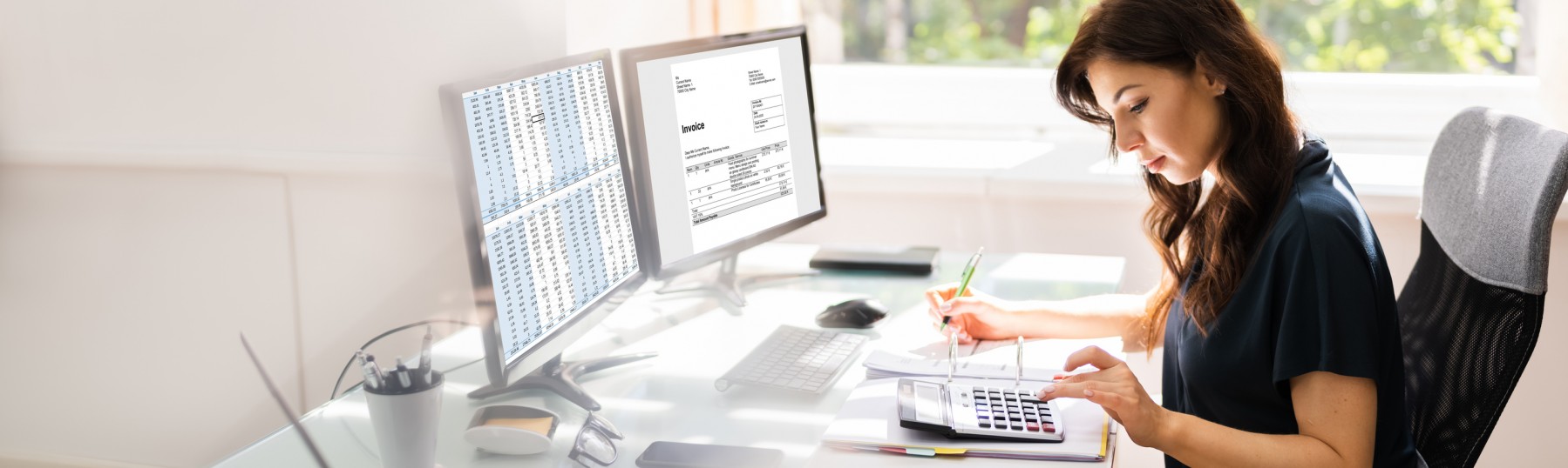 Accounting Clerk at a computer