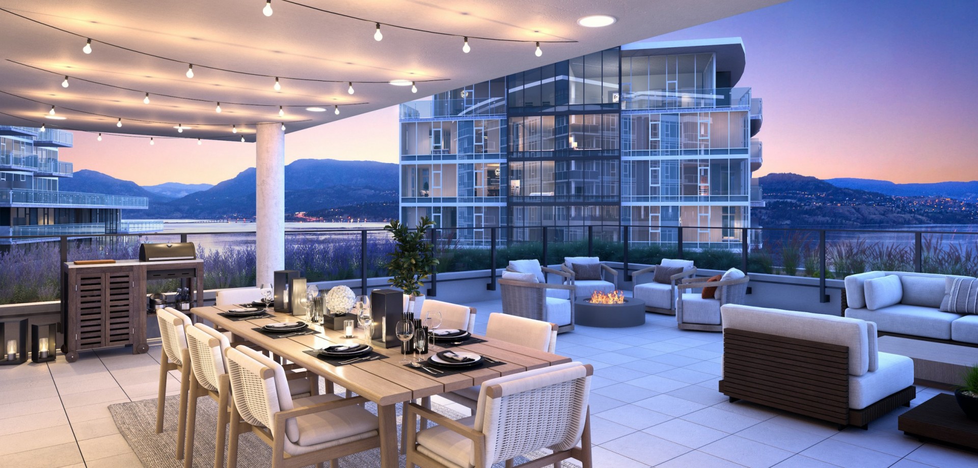 rendering of a patio overlooking the lake
