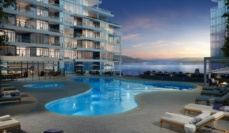 pool overlooking a lake