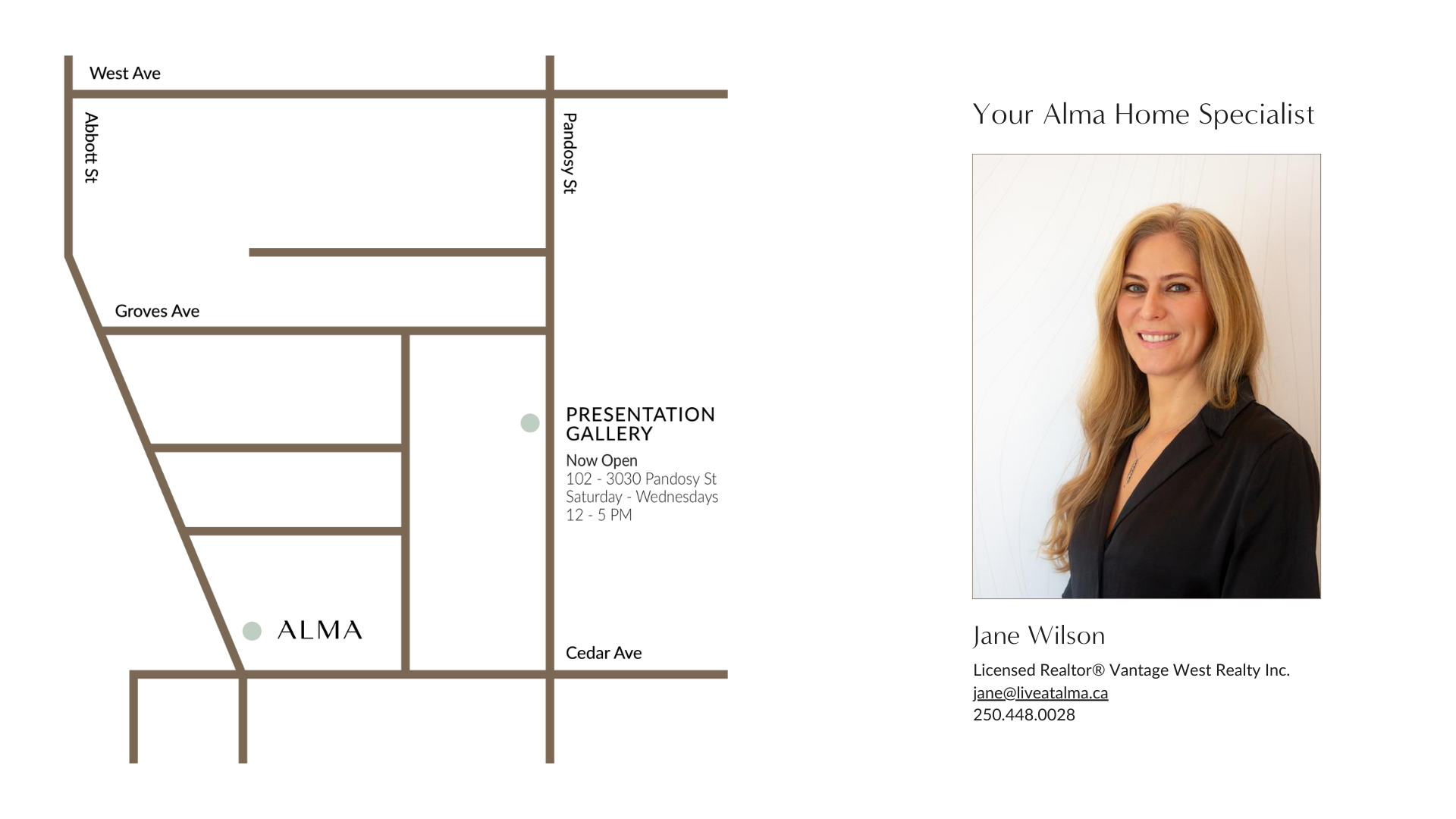 Alma on Abbot presentation location blue print, offeredb by Jane Wilson